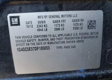 2013 Buick Lacrosse Leather Group from USA, damaged, VIN 1G4GC5E37DF185653